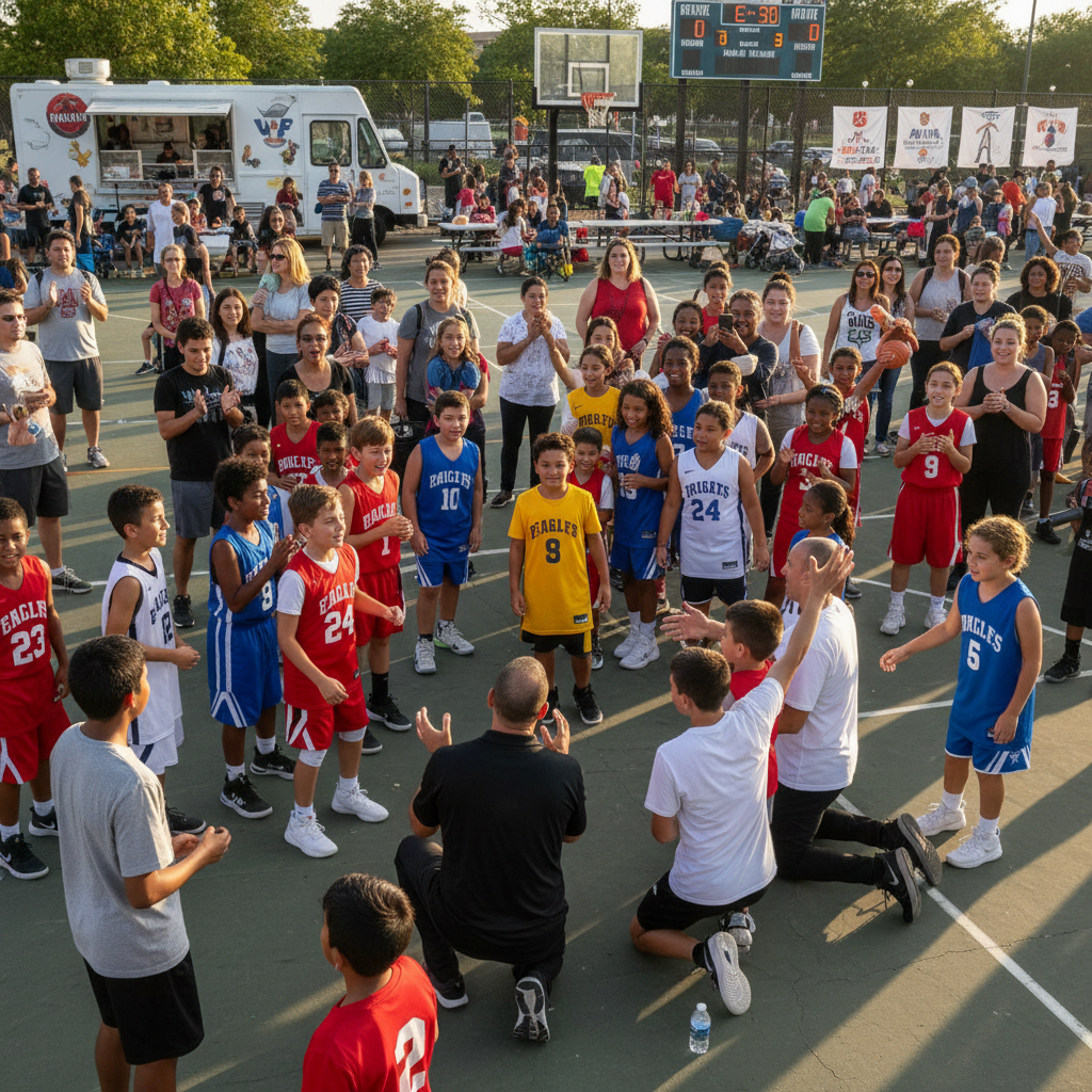 D4G athletes, parents, coaches, and community members at a youth sports event